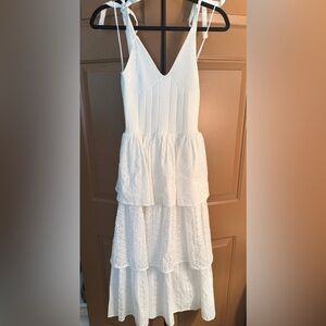 En Saison White Tiered Crochet & Eyelet Women’s Midi Dress